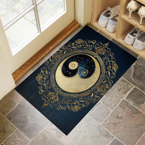 MLSOWM Fußmatte Innen & Außen 40x60 cm Yin-Yang-Symbol Waschbare Fußabtreter Traditioneller Kunststil Schmutzfangmatte Rutschfester Fussabtreter Dünne Fußmatte für Flur, Eingang, Tür, Dunkelblau MLSOWM Fußmatte Innen & Außen 40x60 cm Yin-Yang-Symbol Waschbare Fußabtreter Traditioneller Kunststil Schmutzfangmatte Rutschfester Fussabtreter Dünne Fußmatte für Flur, Eingang, Tür, Dunkelblau von MLSOWM