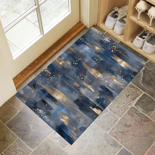 MLSOWM Fußmatte Innen & Außen 50x80 cm Moderne Abstraktion Waschbare Fußabtreter Vertikale Striche Schmutzfangmatte Rutschfester Fussabtreter Dünne Fußmatte für Flur, Eingang, Tür, Grau Blau MLSOWM Fußmatte Innen & Außen 50x80 cm Moderne Abstraktion Waschbare Fußabtreter Vertikale Striche Schmutzfangmatte Rutschfester Fussabtreter Dünne Fußmatte für Flur, Eingang, Tür, Grau Blau von MLSOWM
