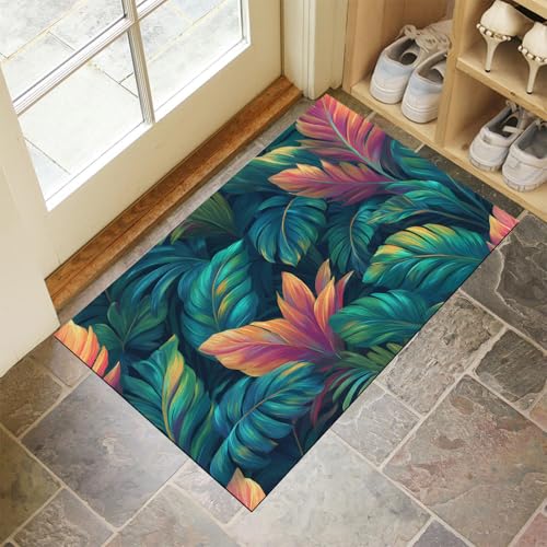 MLSOWM Fußmatte Innen & Außen 50x80 cm Tropische Blätter Waschbare Fußabtreter Dichter Wald Schmutzfangmatte Rutschfester Fussabtreter Dünne Fußmatte für Flur, Eingang, Tür, Grün MLSOWM Fußmatte Innen & Außen 50x80 cm Tropische Blätter Waschbare Fußabtreter Dichter Wald Schmutzfangmatte Rutschfester Fussabtreter Dünne Fußmatte für Flur, Eingang, Tür, Grün von MLSOWM