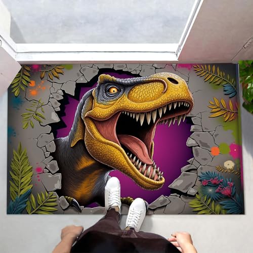 MLSOWM Fußmatte Innen & Außen 60x120 cm Graffiti Tyrannosaurus Rex Waschbare Fußabtreter 3D-Wandbruch Schmutzfangmatte Rutschfester Fussabtreter Dünne Fußmatte für Flur, Eingang, Tür, Dunkelgrau MLSOWM Fußmatte Innen & Außen 60x120 cm Graffiti Tyrannosaurus Rex Waschbare Fußabtreter 3D-Wandbruch Schmutzfangmatte Rutschfester Fussabtreter Dünne Fußmatte für Flur, Eingang, Tür, Dunkelgrau von MLSOWM
