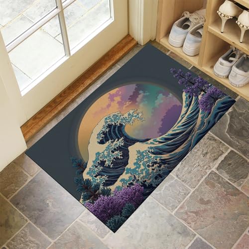 MLSOWM Fußmatte Innen & Außen 60x120 cm Japanische Welle Waschbare Fußabtreter Retro-Stil Schmutzfangmatte Rutschfester Fussabtreter Dünne Fußmatte für Flur, Eingang, Tür, Blau MLSOWM Fußmatte Innen & Außen 60x120 cm Japanische Welle Waschbare Fußabtreter Retro-Stil Schmutzfangmatte Rutschfester Fussabtreter Dünne Fußmatte für Flur, Eingang, Tür, Blau von MLSOWM