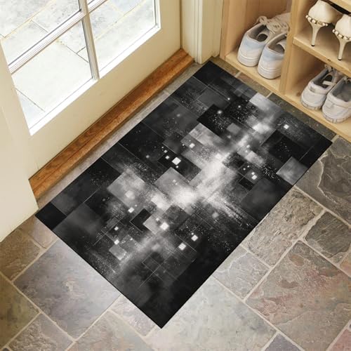 MLSOWM Fußmatte Innen & Außen 60x90 cm Betonwand Waschbare Fußabtreter Abstrakte Grunge-Textur Schmutzfangmatte Rutschfester Fussabtreter Dünne Fußmatte für Flur, Eingang, Tür, Dunkelgrau von MLSOWM