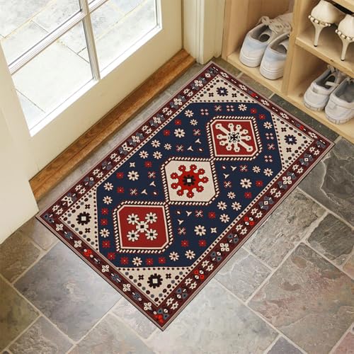 MLSOWM Fußmatte Innen & Außen 60x90 cm Rhombus-Geometrie Waschbare Fußabtreter Retro-Blumen Schmutzfangmatte Rutschfester Fussabtreter Dünne Fußmatte für Flur, Eingang, Tür, Dunkelblau MLSOWM Fußmatte Innen & Außen 60x90 cm Rhombus-Geometrie Waschbare Fußabtreter Retro-Blumen Schmutzfangmatte Rutschfester Fussabtreter Dünne Fußmatte für Flur, Eingang, Tür, Dunkelblau von MLSOWM