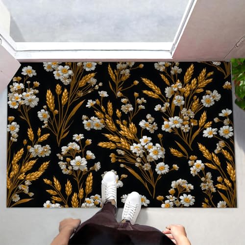 MLSOWM Fußmatte Innen & Außen 60x90 cm Wildblumen Und Weizen Waschbare Fußabtreter Pastoraler Retro-Stil Schmutzfangmatte Rutschfester Fussabtreter Dünne Fußmatte für Flur, Eingang, Tür, Braun MLSOWM Fußmatte Innen & Außen 60x90 cm Wildblumen Und Weizen Waschbare Fußabtreter Pastoraler Retro-Stil Schmutzfangmatte Rutschfester Fussabtreter Dünne Fußmatte für Flur, Eingang, Tür, Braun von MLSOWM