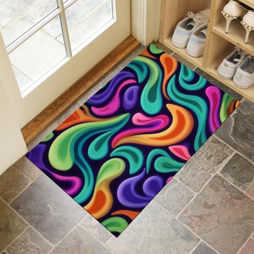 MLSOWM Fußmatte Innen & Außen 80x120 cm Abstrakte Kurven Waschbare Fußabtreter Retro Und Cool Schmutzfangmatte Rutschfester Fussabtreter Dünne Fußmatte für Flur, Eingang, Tür, Mehrfarbig MLSOWM Fußmatte Innen & Außen 80x120 cm Abstrakte Kurven Waschbare Fußabtreter Retro Und Cool Schmutzfangmatte Rutschfester Fussabtreter Dünne Fußmatte für Flur, Eingang, Tür, Mehrfarbig von MLSOWM