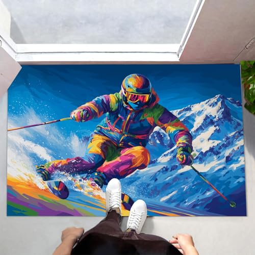 MLSOWM Fußmatte Innen & Außen 80x120 cm Alpine Skifahrer Waschbare Fußabtreter Schneeberglandschaft Schmutzfangmatte Rutschfester Fussabtreter Dünne Fußmatte für Flur, Eingang, Tür, Blau MLSOWM Fußmatte Innen & Außen 80x120 cm Alpine Skifahrer Waschbare Fußabtreter Schneeberglandschaft Schmutzfangmatte Rutschfester Fussabtreter Dünne Fußmatte für Flur, Eingang, Tür, Blau von MLSOWM