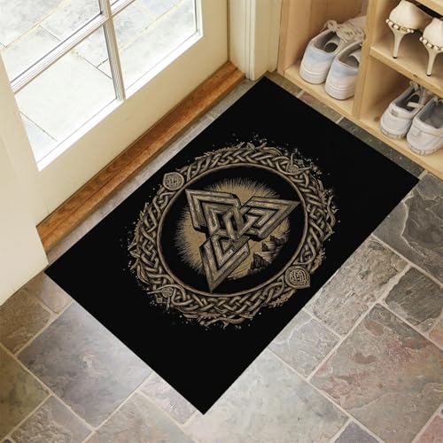 MLSOWM Fußmatte Innen & Außen 80x120 cm Knotenkreis Waschbare Fußabtreter Wikinger-Stil Schmutzfangmatte Rutschfester Fussabtreter Dünne Fußmatte für Flur, Eingang, Tür, Schwarz MLSOWM Fußmatte Innen & Außen 80x120 cm Knotenkreis Waschbare Fußabtreter Wikinger-Stil Schmutzfangmatte Rutschfester Fussabtreter Dünne Fußmatte für Flur, Eingang, Tür, Schwarz von MLSOWM