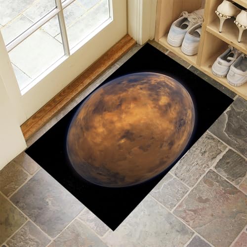 MLSOWM Fußmatte Innen & Außen 80x120 cm Mars-Satelliten Waschbare Fußabtreter Marsatmosphäre Schmutzfangmatte Rutschfester Fussabtreter Dünne Fußmatte für Flur, Eingang, Tür, Braun von MLSOWM