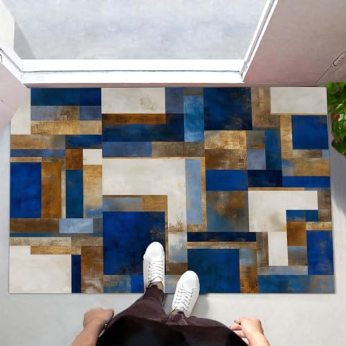MLSOWM Fußmatte Innen & Außen 80x120 cm Modernes Color Blocking Waschbare Fußabtreter Abstrakte Geometrie Schmutzfangmatte Rutschfester Fussabtreter Dünne Fußmatte für Flur, Eingang, Tür, Dunkelblau MLSOWM Fußmatte Innen & Außen 80x120 cm Modernes Color Blocking Waschbare Fußabtreter Abstrakte Geometrie Schmutzfangmatte Rutschfester Fussabtreter Dünne Fußmatte für Flur, Eingang, Tür, Dunkelblau von MLSOWM