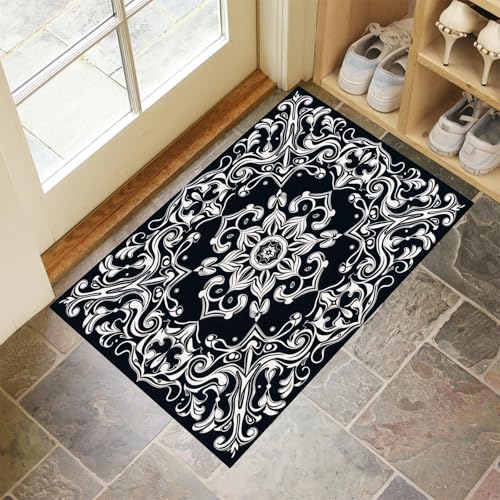 MLSOWM Fußmatte Innen & Außen 80x120 cm Wunderschönes Mandala Waschbare Fußabtreter Paisley-Muster Schmutzfangmatte Rutschfester Fussabtreter Dünne Fußmatte für Flur, Eingang, Tür, Schwarz und Weiß MLSOWM Fußmatte Innen & Außen 80x120 cm Wunderschönes Mandala Waschbare Fußabtreter Paisley-Muster Schmutzfangmatte Rutschfester Fussabtreter Dünne Fußmatte für Flur, Eingang, Tür, Schwarz und Weiß von MLSOWM