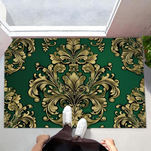 MLSOWM Fußmatte Innen & Außen 90x150 cm Damast-Muster Waschbare Fußabtreter Barockstil Schmutzfangmatte Rutschfester Fussabtreter Dünne Fußmatte für Flur, Eingang, Tür, Smaragdgrün MLSOWM Fußmatte Innen & Außen 90x150 cm Damast-Muster Waschbare Fußabtreter Barockstil Schmutzfangmatte Rutschfester Fussabtreter Dünne Fußmatte für Flur, Eingang, Tür, Smaragdgrün von MLSOWM