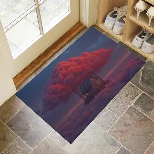 MLSOWM Fußmatte Innen & Außen 90x150 cm Rotes Wolkenhaus Waschbare Fußabtreter Surrealismus Schmutzfangmatte Rutschfester Fussabtreter Dünne Fußmatte für Flur, Eingang, Tür, Rot MLSOWM Fußmatte Innen & Außen 90x150 cm Rotes Wolkenhaus Waschbare Fußabtreter Surrealismus Schmutzfangmatte Rutschfester Fussabtreter Dünne Fußmatte für Flur, Eingang, Tür, Rot von MLSOWM