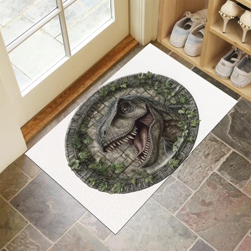 MLSOWM Fußmatte Innen & Außen 90x150 cm Tyrannosaurus Rex-Porträt Waschbare Fußabtreter Alte Steinmauer Schmutzfangmatte Rutschfester Fussabtreter Dünne Fußmatte für Flur, Eingang, Tür, Grün MLSOWM Fußmatte Innen & Außen 90x150 cm Tyrannosaurus Rex-Porträt Waschbare Fußabtreter Alte Steinmauer Schmutzfangmatte Rutschfester Fussabtreter Dünne Fußmatte für Flur, Eingang, Tür, Grün von MLSOWM