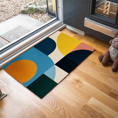 MLSOWM Fußmatte Minimalistischer Stil, Sauberlaufmatte Abstrakte Geometrie, Rutschfester Türmatte Innen 40 x 60 cm, Waschbar Fussmatte, pflegeleicht robust Fußabtreter für Haustür, Eingang - Blau MLSOWM Fußmatte Minimalistischer Stil, Sauberlaufmatte Abstrakte Geometrie, Rutschfester Türmatte Innen 40 x 60 cm, Waschbar Fussmatte, pflegeleicht robust Fußabtreter für Haustür, Eingang - Blau von MLSOWM