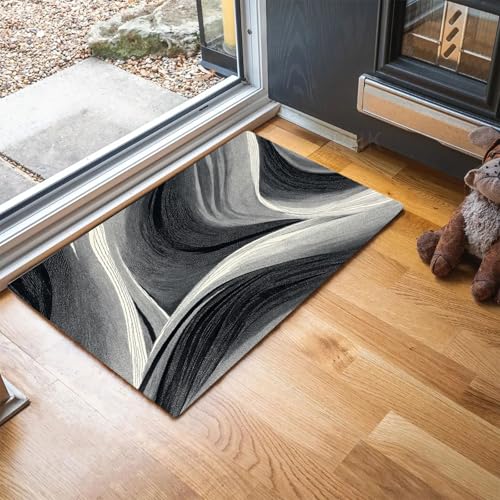 MLSOWM Fußmatte Moderner Minimalismus 60 x 120 cm Innen und Außen Waschbar Fussmatte Abstrakte Kurven Wasserdicht Türmatte Rutschfester Schmutzfänger Teppich für Eingang, Haustür, Patio, Flur - Grau MLSOWM Fußmatte Moderner Minimalismus 60 x 120 cm Innen und Außen Waschbar Fussmatte Abstrakte Kurven Wasserdicht Türmatte Rutschfester Schmutzfänger Teppich für Eingang, Haustür, Patio, Flur - Grau von MLSOWM