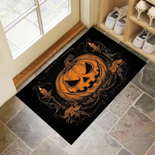MLSOWM Fußmatte Retro-Horror 40 x 60 cm Innen und Außen Waschbar Fussmatte Orangener Kürbis Wasserdicht Türmatte Rutschfester Schmutzfänger Teppich für Eingang, Haustür, Patio, Flur - Schwarz MLSOWM Fußmatte Retro-Horror 40 x 60 cm Innen und Außen Waschbar Fussmatte Orangener Kürbis Wasserdicht Türmatte Rutschfester Schmutzfänger Teppich für Eingang, Haustür, Patio, Flur - Schwarz von MLSOWM