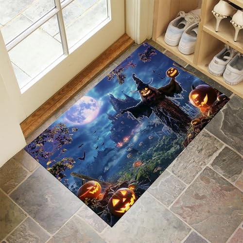 MLSOWM Fußmatte Spukschloss 60 x 120 cm Innen und Außen Waschbar Fussmatte Vogelscheuche Wasserdicht Türmatte Rutschfester Schmutzfänger Teppich für Eingang, Haustür, Patio, Flur - Dunkelblau MLSOWM Fußmatte Spukschloss 60 x 120 cm Innen und Außen Waschbar Fussmatte Vogelscheuche Wasserdicht Türmatte Rutschfester Schmutzfänger Teppich für Eingang, Haustür, Patio, Flur - Dunkelblau von MLSOWM