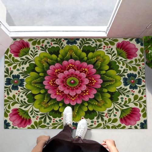 MLSOWM Fußmatte Traditionelle Kultur 40x60 cm Innen und Außen Waschbar Fussmatt Runde Blumen Rutschfester Teppich Schmutzfangmatte für Eingang, Haustür, Patio, Flur, Salbeigrün MLSOWM Fußmatte Traditionelle Kultur 40x60 cm Innen und Außen Waschbar Fussmatt Runde Blumen Rutschfester Teppich Schmutzfangmatte für Eingang, Haustür, Patio, Flur, Salbeigrün von MLSOWM