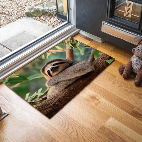 MLSOWM Fußmatte Tropischer Regenwald, Sauberlaufmatte Faultiere, Rutschfester Türmatte Innen 50 x 80 cm, Waschbar Fussmatte, pflegeleicht robust Fußabtreter für Haustür, Eingang - Grün MLSOWM Fußmatte Tropischer Regenwald, Sauberlaufmatte Faultiere, Rutschfester Türmatte Innen 50 x 80 cm, Waschbar Fussmatte, pflegeleicht robust Fußabtreter für Haustür, Eingang - Grün von MLSOWM
