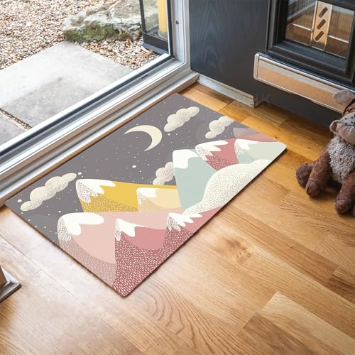 MLSOWM Fußmatte Verträumte Berge 60 x 90 cm Innen und Außen, Kindergartenkunst Waschbar Fussmatt, Rutschfester Türmatte, Schmutzfänger Teppich für Eingang, Haustür, Patio, Flur, Garten - Grau MLSOWM Fußmatte Verträumte Berge 60 x 90 cm Innen und Außen, Kindergartenkunst Waschbar Fussmatt, Rutschfester Türmatte, Schmutzfänger Teppich für Eingang, Haustür, Patio, Flur, Garten - Grau von MLSOWM