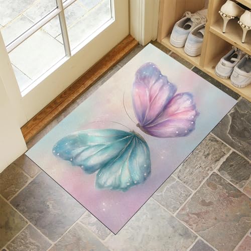 MLSOWM Fußmatte außen und innen, 60x90 cm Abstraktes Wassermuster rutschfest Sauberlaufmatte Ozean Waschbar Dünn Fußabtreter Willkommens Eingangsteppich für Haustür, Flur, Patio, Blau von MLSOWM