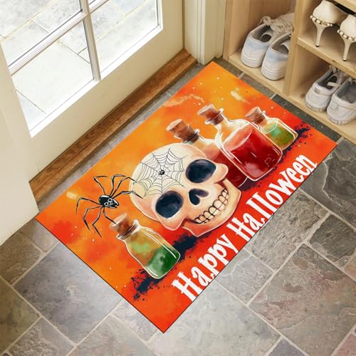 MLSOWM Fußmatten Aquarell Halloween für Innen und Außen, Waschbar Fussmatte Zaubertrankflaschenschädel, Rutschfester Schmutzfänger Teppich für Eingangsbereich & Außenbereich, 60 x 90 cm, Orange MLSOWM Fußmatten Aquarell Halloween für Innen und Außen, Waschbar Fussmatte Zaubertrankflaschenschädel, Rutschfester Schmutzfänger Teppich für Eingangsbereich & Außenbereich, 60 x 90 cm, Orange von MLSOWM