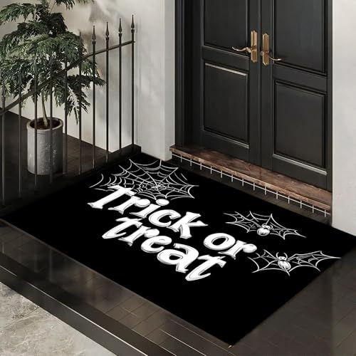 MLSOWM Fußmatten Halloween-Elemente für Innen und Außen, Waschbar Fussmatte Spinnennetze Und Fledermäuse, Rutschfester Schmutzfänger Teppich für Eingangsbereich & Außenbereich, 60 x 90 cm, Schwarz MLSOWM Fußmatten Halloween-Elemente für Innen und Außen, Waschbar Fussmatte Spinnennetze Und Fledermäuse, Rutschfester Schmutzfänger Teppich für Eingangsbereich & Außenbereich, 60 x 90 cm, Schwarz von MLSOWM
