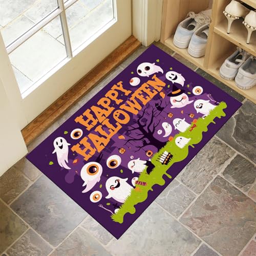 MLSOWM Fußmatten Halloween-Insel für Innen und Außen, Waschbar Fussmatte Cartoon-Geist, Rutschfester Schmutzfänger Teppich für Eingangsbereich & Außenbereich, 50 x 80 cm, Lila MLSOWM Fußmatten Halloween-Insel für Innen und Außen, Waschbar Fussmatte Cartoon-Geist, Rutschfester Schmutzfänger Teppich für Eingangsbereich & Außenbereich, 50 x 80 cm, Lila von MLSOWM