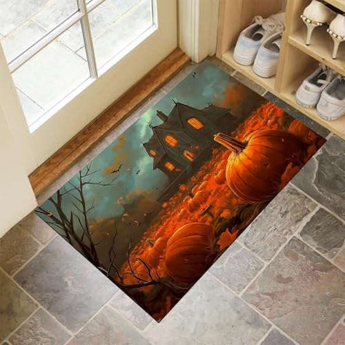 MLSOWM Fußmatten Halloween-Nacht für Innen und Außen, Waschbar Fussmatte Fantasy-Kürbisbeet, Rutschfester Schmutzfänger Teppich für Eingangsbereich & Außenbereich, 80 x 120 cm, Orange MLSOWM Fußmatten Halloween-Nacht für Innen und Außen, Waschbar Fussmatte Fantasy-Kürbisbeet, Rutschfester Schmutzfänger Teppich für Eingangsbereich & Außenbereich, 80 x 120 cm, Orange von MLSOWM