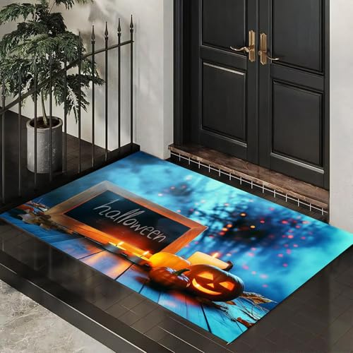 MLSOWM Fußmatten Halloween-Nacht für Innen und Außen, Waschbar Fussmatte Spukwald, Rutschfester Schmutzfänger Teppich für Eingangsbereich & Außenbereich, 50 x 80 cm, Blau MLSOWM Fußmatten Halloween-Nacht für Innen und Außen, Waschbar Fussmatte Spukwald, Rutschfester Schmutzfänger Teppich für Eingangsbereich & Außenbereich, 50 x 80 cm, Blau von MLSOWM