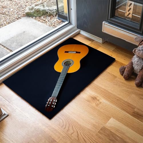 MLSOWM Fußmatten Musikinstrumente aus Holz für Innen und Außen, Waschbar Fussmatte Akustikgitarre, Rutschfester Schmutzfänger Teppich für Eingangsbereich & Außenbereich, 40 x 60 cm, Dunkelblau MLSOWM Fußmatten Musikinstrumente aus Holz für Innen und Außen, Waschbar Fussmatte Akustikgitarre, Rutschfester Schmutzfänger Teppich für Eingangsbereich & Außenbereich, 40 x 60 cm, Dunkelblau von MLSOWM