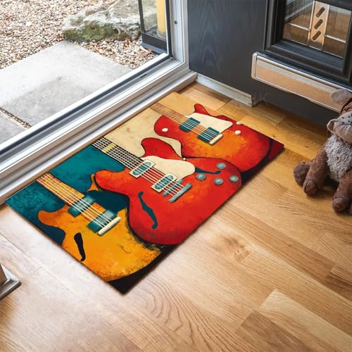 MLSOWM Fußmatten Retro-Stil für Innen und Außen, Waschbar Fussmatte Elektrische Gitarre, Rutschfester Schmutzfänger Teppich für Eingangsbereich & Außenbereich, 60 x 120 cm, Rot MLSOWM Fußmatten Retro-Stil für Innen und Außen, Waschbar Fussmatte Elektrische Gitarre, Rutschfester Schmutzfänger Teppich für Eingangsbereich & Außenbereich, 60 x 120 cm, Rot von MLSOWM