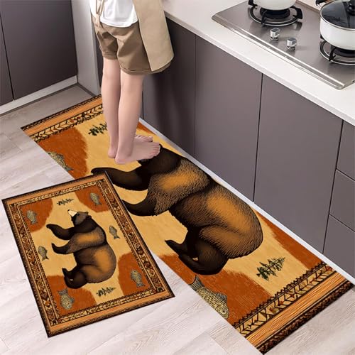 MLSOWM Küchenläufer 2 Stück 43x75cm+43x120cm, Küchenteppich Braunbär Waschbar rutschfest Küchenmatten Saugfähig Landhaus-Dekor, Teppich Läufer Erdig für Flur, Küche, Eingang MLSOWM Küchenläufer 2 Stück 43x75cm+43x120cm, Küchenteppich Braunbär Waschbar rutschfest Küchenmatten Saugfähig Landhaus-Dekor, Teppich Läufer Erdig für Flur, Küche, Eingang von MLSOWM
