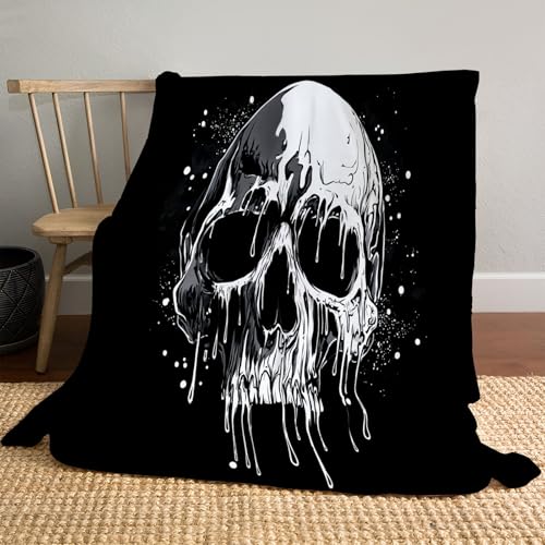 MLSOWM Kuscheldecke Tropfender Farbschädel Fleecedecke Flanell Horrorspiel-Thema Wohndecken Schwarz und Weiß Flauschig Überwurf Tagesdecke Sofadecke Blanket für Bett Sofa Schlafzimmer Büro, 230x270cm MLSOWM Kuscheldecke Tropfender Farbschädel Fleecedecke Flanell Horrorspiel-Thema Wohndecken Schwarz und Weiß Flauschig Überwurf Tagesdecke Sofadecke Blanket für Bett Sofa Schlafzimmer Büro, 230x270cm von MLSOWM