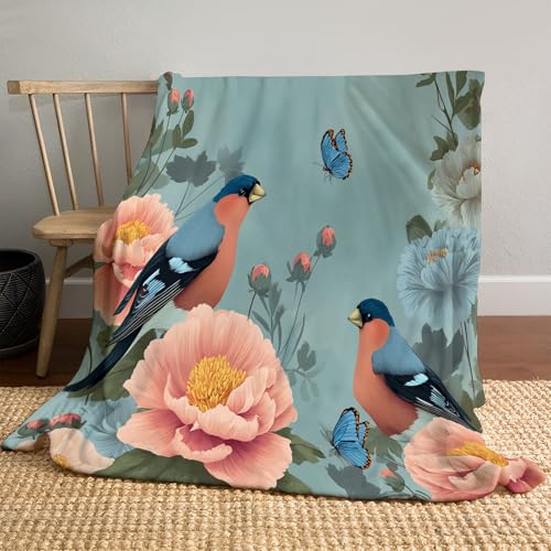 MLSOWM Kuscheldecke Vögel und Schmetterlinge Fleecedecke Flanell Pfingstrosenblüten Wohndecken Entenei-Farbe Flauschig Überwurf Tagesdecke Sofadecke Blanket für Bett Sofa Schlafzimmer Büro, 230x270cm MLSOWM Kuscheldecke Vögel und Schmetterlinge Fleecedecke Flanell Pfingstrosenblüten Wohndecken Entenei-Farbe Flauschig Überwurf Tagesdecke Sofadecke Blanket für Bett Sofa Schlafzimmer Büro, 230x270cm von MLSOWM