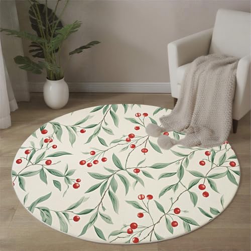 MLSOWM Landhausstil Runde Teppiche Sakura-Blätter Runder Teppiche Dünner großer Teppich für Schlafzimmer Wohnzimmer Esszimmer Terrasseneingang 100 cm, Grün MLSOWM Landhausstil Runde Teppiche Sakura-Blätter Runder Teppiche Dünner großer Teppich für Schlafzimmer Wohnzimmer Esszimmer Terrasseneingang 100 cm, Grün von MLSOWM