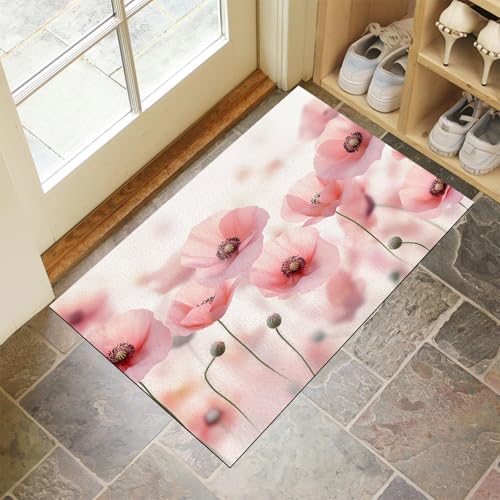 MLSOWM Mohn Fußmatte Innen 60 x 90 cm Schmutzfangmatte Innen rutschfest Aquarellblumen Fußmatte Waschbar Saugstarke Eingangsteppich Dünne Türmatte für Eingang, Haustür - Rosa MLSOWM Mohn Fußmatte Innen 60 x 90 cm Schmutzfangmatte Innen rutschfest Aquarellblumen Fußmatte Waschbar Saugstarke Eingangsteppich Dünne Türmatte für Eingang, Haustür - Rosa von MLSOWM