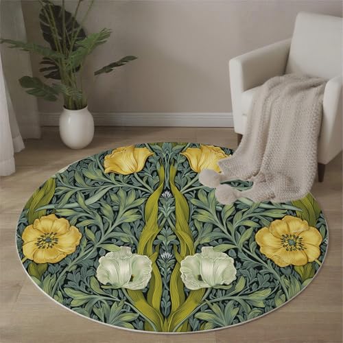 MLSOWM Olivenzweig-Tulpen Waschbarer Teppich Rund 60 cm Runder Rutschfester Tepich Retro-Pflanzen Und Blumen Kurzflor Teppiche für Wohnzimmer Schlafzimmer Esszimmer Büro, Olivgrün MLSOWM Olivenzweig-Tulpen Waschbarer Teppich Rund 60 cm Runder Rutschfester Tepich Retro-Pflanzen Und Blumen Kurzflor Teppiche für Wohnzimmer Schlafzimmer Esszimmer Büro, Olivgrün von MLSOWM