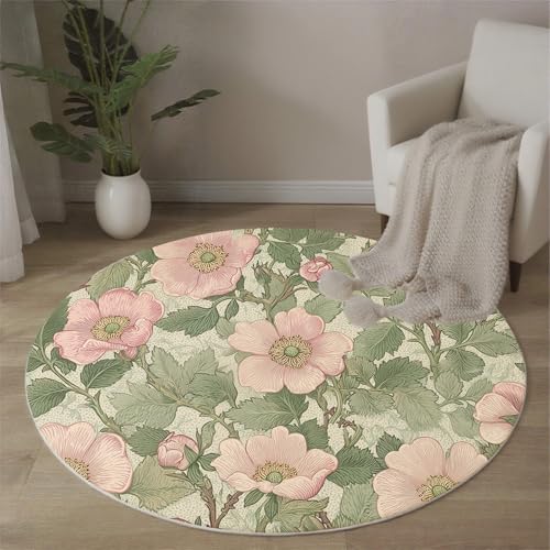 MLSOWM Pastoralstil Runde Teppiche Waldgarten Runder Teppiche Dünner großer Teppich für Schlafzimmer Wohnzimmer Esszimmer Terrasseneingang 120 cm, Salbeigrün MLSOWM Pastoralstil Runde Teppiche Waldgarten Runder Teppiche Dünner großer Teppich für Schlafzimmer Wohnzimmer Esszimmer Terrasseneingang 120 cm, Salbeigrün von MLSOWM
