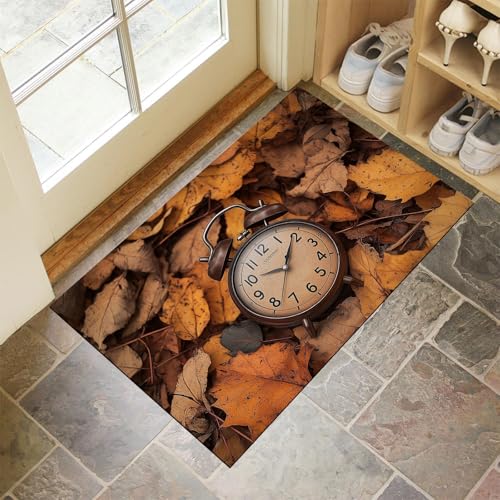 MLSOWM Retro-Wecker Fußmatte Innen 40 x 60 cm Schmutzfangmatte Innen rutschfest Herbstlaub Fußmatte Waschbar Saugstarke Eingangsteppich Dünne Türmatte für Eingang, Haustür - Braun MLSOWM Retro-Wecker Fußmatte Innen 40 x 60 cm Schmutzfangmatte Innen rutschfest Herbstlaub Fußmatte Waschbar Saugstarke Eingangsteppich Dünne Türmatte für Eingang, Haustür - Braun von MLSOWM