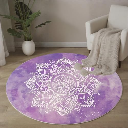 MLSOWM Runde Blumen Runde Teppiche Indisches Mandala Runder Teppiche Dünner großer Teppich für Schlafzimmer Wohnzimmer Esszimmer Terrasseneingang 80 cm, Lila MLSOWM Runde Blumen Runde Teppiche Indisches Mandala Runder Teppiche Dünner großer Teppich für Schlafzimmer Wohnzimmer Esszimmer Terrasseneingang 80 cm, Lila von MLSOWM