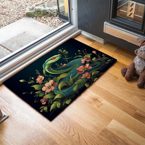 MLSOWM Schmutzfangmatte 40 x 60 cm, Grüne Schlangenrebe Fussmatte Innen rutschfeste & Waschbar Digitaler Kunststil Fußmatte Sauberlaufmatte für Haustür, Flur und Eingangsbereich - Grün MLSOWM Schmutzfangmatte 40 x 60 cm, Grüne Schlangenrebe Fussmatte Innen rutschfeste & Waschbar Digitaler Kunststil Fußmatte Sauberlaufmatte für Haustür, Flur und Eingangsbereich - Grün von MLSOWM