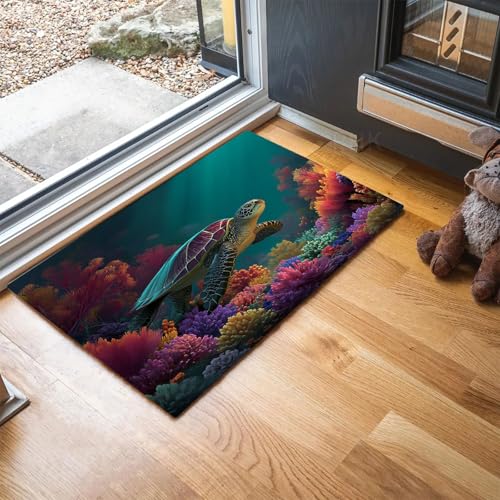 MLSOWM Schmutzfangmatte 50 x 80 cm, Schildkrötenkoralle Fussmatte Innen rutschfeste & Waschbar Meereslebewesen Fußmatte Sauberlaufmatte für Haustür, Flur und Eingangsbereich - Smaragdgrün MLSOWM Schmutzfangmatte 50 x 80 cm, Schildkrötenkoralle Fussmatte Innen rutschfeste & Waschbar Meereslebewesen Fußmatte Sauberlaufmatte für Haustür, Flur und Eingangsbereich - Smaragdgrün von MLSOWM