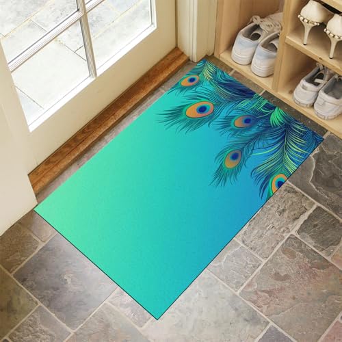 MLSOWM Schmutzfangmatte 60 x 90 cm, Pfauenfedern Fussmatte Innen rutschfeste & Waschbar Clipart-Stil Fußmatte Sauberlaufmatte für Haustür, Flur und Eingangsbereich - Blaugrün MLSOWM Schmutzfangmatte 60 x 90 cm, Pfauenfedern Fussmatte Innen rutschfeste & Waschbar Clipart-Stil Fußmatte Sauberlaufmatte für Haustür, Flur und Eingangsbereich - Blaugrün von MLSOWM