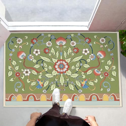 MLSOWM Schmutzfangmatte 60x120 cm, Weinrebenblüten Fussmatte Innen rutschfeste & Waschbar Retro-Stil Fußmatte Sauberlaufmatte für Haustür, Flur und Eingangsbereich - Salbeigrün MLSOWM Schmutzfangmatte 60x120 cm, Weinrebenblüten Fussmatte Innen rutschfeste & Waschbar Retro-Stil Fußmatte Sauberlaufmatte für Haustür, Flur und Eingangsbereich - Salbeigrün von MLSOWM