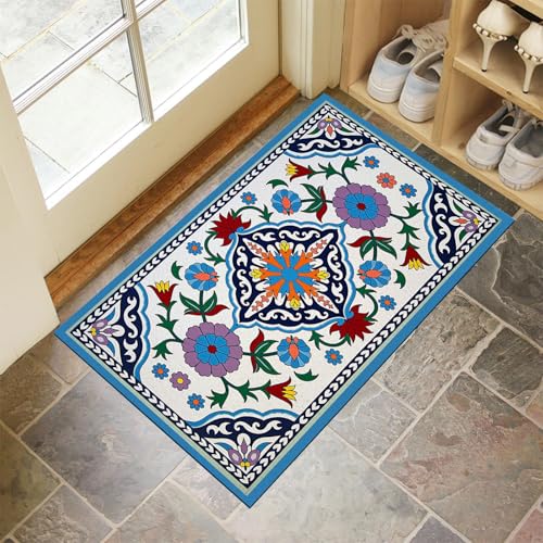 MLSOWM Schmutzfangmatte 60x120 cm, Wunderschöne Blumen Fussmatte Innen rutschfeste & Waschbar Fliesendesign Fußmatte Sauberlaufmatte für Haustür, Flur und Eingangsbereich - Blau MLSOWM Schmutzfangmatte 60x120 cm, Wunderschöne Blumen Fussmatte Innen rutschfeste & Waschbar Fliesendesign Fußmatte Sauberlaufmatte für Haustür, Flur und Eingangsbereich - Blau von MLSOWM