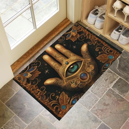 MLSOWM Schmutzfangmatte 80 x 120 cm, Palmenaugen Fussmatte Innen rutschfeste & Waschbar Fantasy-Kunststil Fußmatte Sauberlaufmatte für Haustür, Flur und Eingangsbereich - Gelbbraun MLSOWM Schmutzfangmatte 80 x 120 cm, Palmenaugen Fussmatte Innen rutschfeste & Waschbar Fantasy-Kunststil Fußmatte Sauberlaufmatte für Haustür, Flur und Eingangsbereich - Gelbbraun von MLSOWM