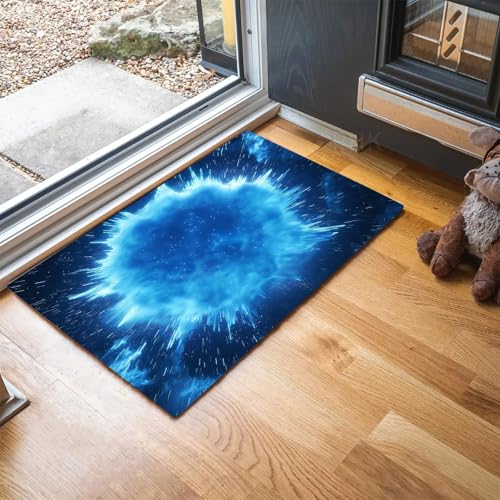 MLSOWM Schmutzfangmatte Frost Fußmatte Innen 60 x 90 cm, Rutschfester Waschbarer Teppich Runder Stern Niedriges Profil Fußmatten für Eingang, Haustür, Patio, Flur, Garten - Blau MLSOWM Schmutzfangmatte Frost Fußmatte Innen 60 x 90 cm, Rutschfester Waschbarer Teppich Runder Stern Niedriges Profil Fußmatten für Eingang, Haustür, Patio, Flur, Garten - Blau von MLSOWM