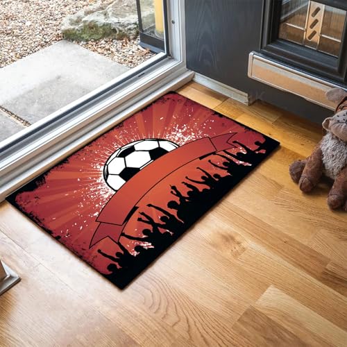 MLSOWM Schmutzfangmatte Fußballspiel Fußmatte Innen 40 x 60 cm, Rutschfester Waschbarer Teppich Sportwettbewerbe Niedriges Profil Fußmatten für Eingang, Haustür, Patio, Flur, Garten - Rot MLSOWM Schmutzfangmatte Fußballspiel Fußmatte Innen 40 x 60 cm, Rutschfester Waschbarer Teppich Sportwettbewerbe Niedriges Profil Fußmatten für Eingang, Haustür, Patio, Flur, Garten - Rot von MLSOWM