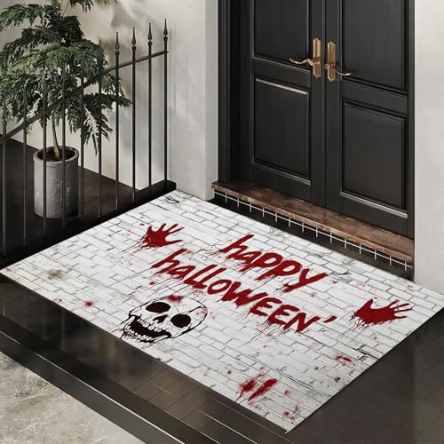 MLSOWM Schmutzfangmatte Innen 40 x 60 cm, Fußmatte Halloween-Text, rutschfeste Fußmatte Graffiti-Totenkopf und Handabdrücke, Eingangsteppich, Sauberlaufmatte, Türmatte für Eingang, Haustür (Grau) MLSOWM Schmutzfangmatte Innen 40 x 60 cm, Fußmatte Halloween-Text, rutschfeste Fußmatte Graffiti-Totenkopf und Handabdrücke, Eingangsteppich, Sauberlaufmatte, Türmatte für Eingang, Haustür (Grau) von MLSOWM